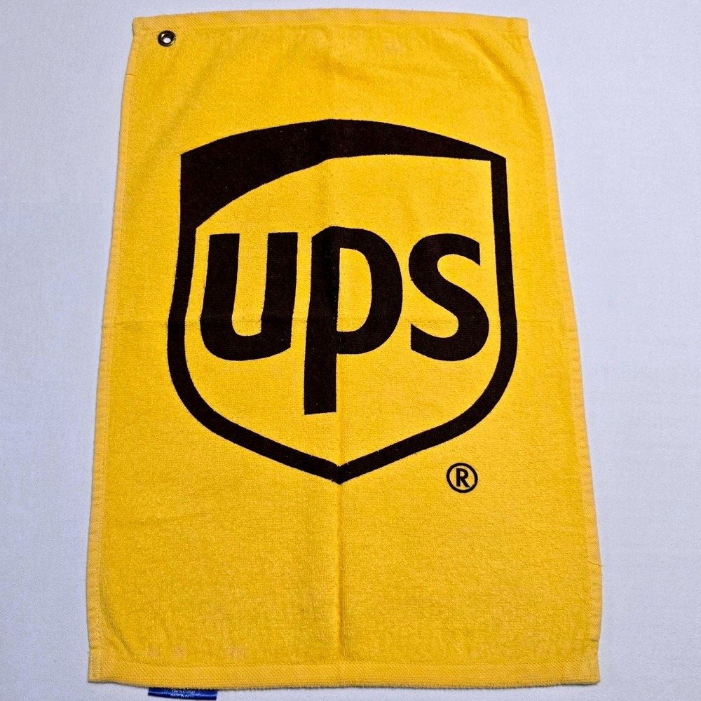 UPS United Parcel Service Pro Towels Golf Towel Yellow 100% Cotton Grommet